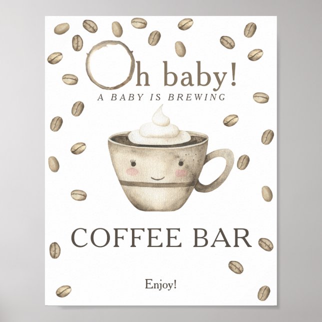 A baby is brewing baby shower Coffee bar Poster (Front)