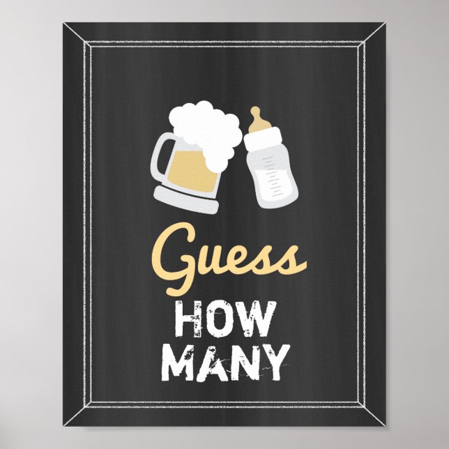 A Baby is Brewing Baby Shower Guess How Many Game Poster (Front)