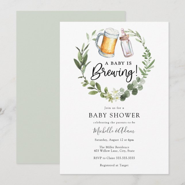 A Baby is Brewing Baby Shower Invitation (Front/Back)
