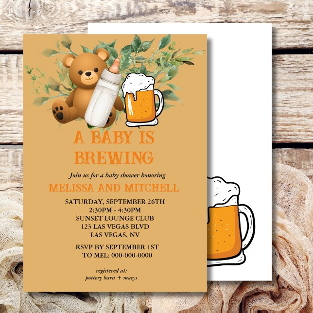A baby is brewing baby shower invitation (Creator Uploaded)