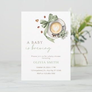 A Baby Is Brewing Baby Shower Invitation Green
