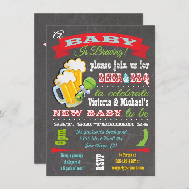 A Baby is Brewing Baby Shower Invitations (Front/Back)