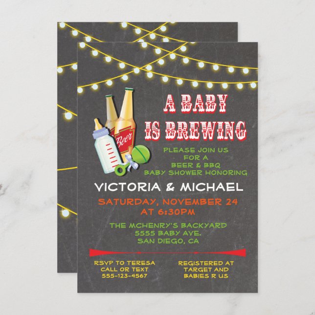A Baby is Brewing Baby Shower Invitations (Front/Back)