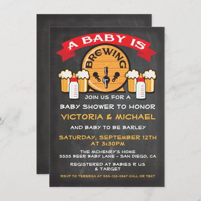 A Baby is Brewing Baby Shower Invitations (Front/Back)