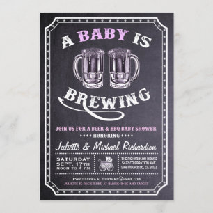 "A Baby is Brewing" Baby Shower Invitations (Girl)