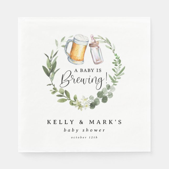 A Baby is Brewing Baby Shower Napkin (Front)