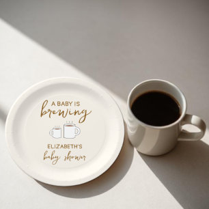 A Baby Is Brewing Baby Shower Paper Plate