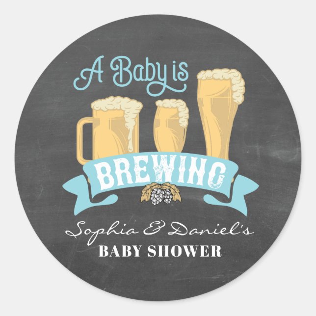 A Baby Is Brewing Baby Shower Round Stickers (Front)