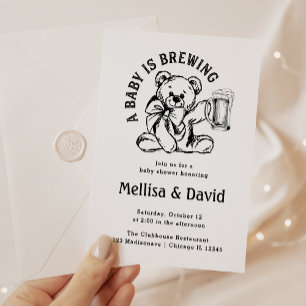 A Baby Is Brewing Baby Shower Teddy Bear Rustic Invitation