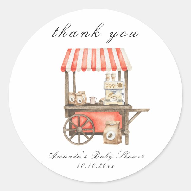 A baby is brewing Baby shower thank you Classic Round Sticker (Front)