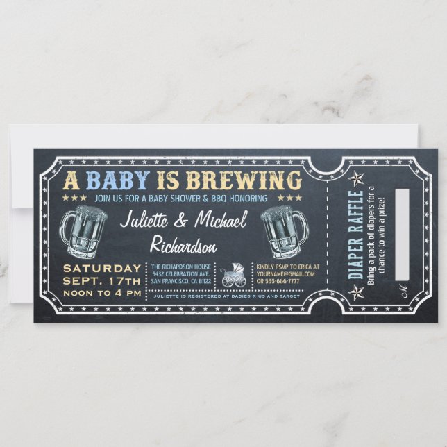A Baby is Brewing Baby Shower Ticket Invitations (Front)