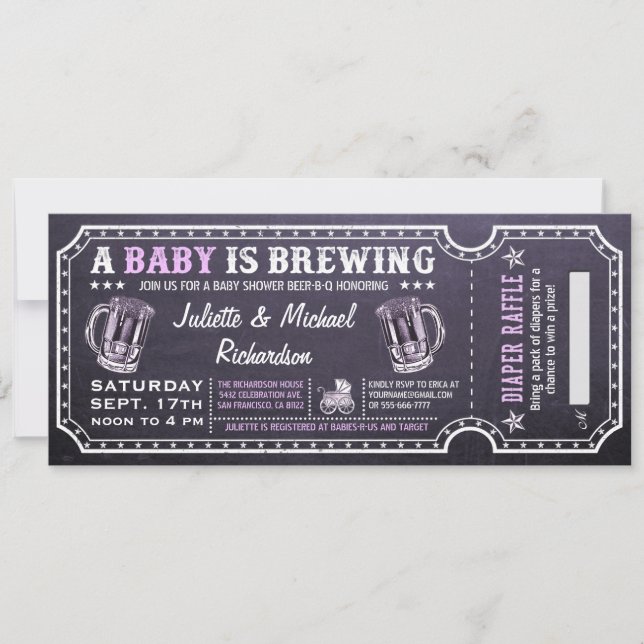 A Baby is Brewing Baby Shower Ticket Invitations (Front)