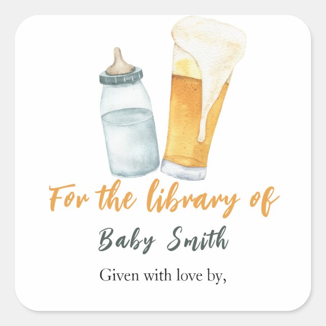 A baby is brewing beer - for the library of square sticker (Front)
