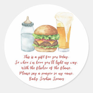 A baby is brewing beer - Prayer candle label