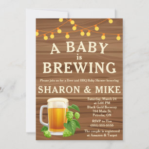A Baby Is Brewing! Beer themed Baby Shower Invitation