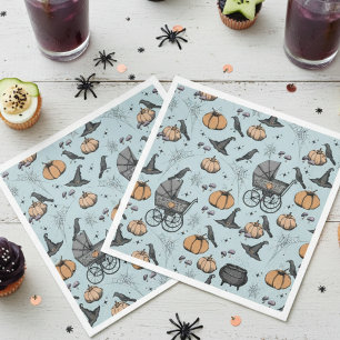 A Baby is Brewing Blue Victorian Baby Carriage Napkin