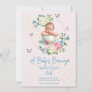 A Baby is Brewing Blush Pink Baby Shower Invitation