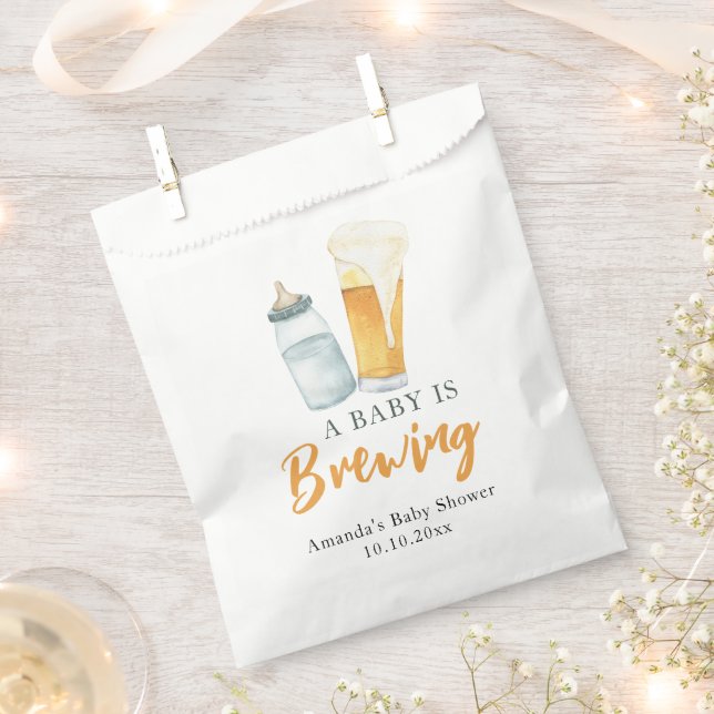 A Baby is Brewing Bottle Beer Baby shower Favour Bag (Clipped)