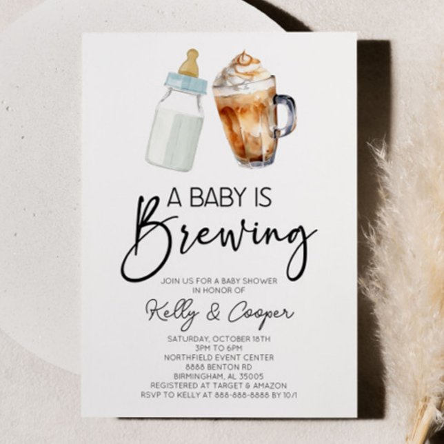 A Baby Is Brewing Bottle Coffee Baby Shower Invitation (Creator Uploaded)
