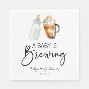 A Baby Is Brewing Bottle Coffee Glass Baby Shower Napkin
