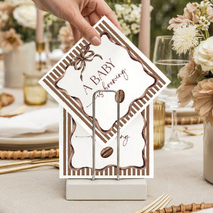 A Baby Is Brewing Bow Coffee Baby Shower Napkin