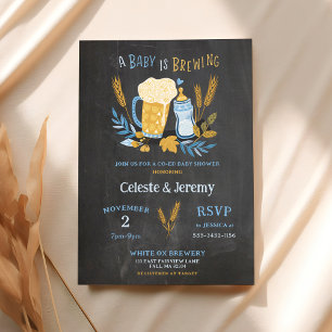 A Baby is Brewing, Boys coed Baby shower Invitation