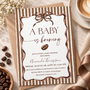 A Baby Is Brewing Brown Bow Coffee Baby Shower Invitation