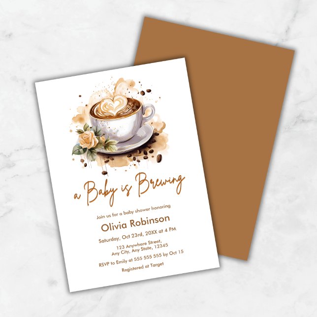 A Baby is Brewing Brown Coffee Baby Shower Invitation (A Baby is Brewing Brown Coffee Baby Shower Invitation )
