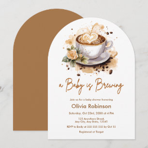 A Baby is Brewing Brown Coffee Baby Shower Invitation