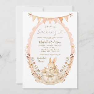 A Baby Is Brewing Bunny Tea Party Baby Shower Invi Invitation