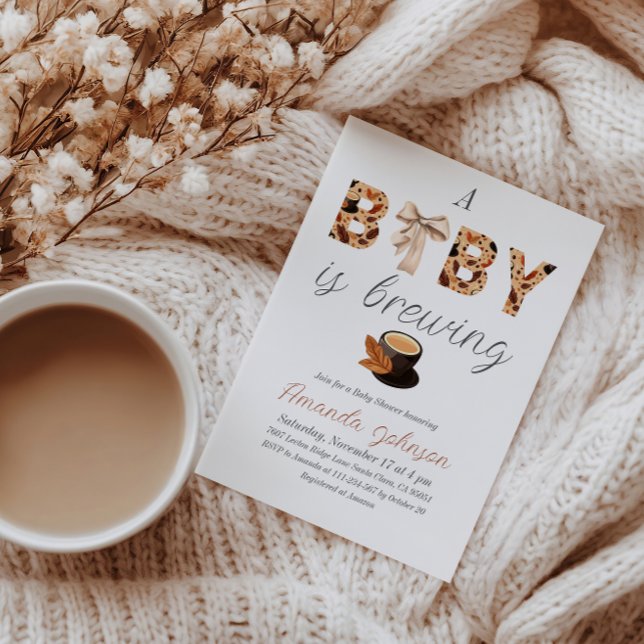 A Baby is Brewing Coffee and Bow Theme Baby Shower Invitation (Creator Uploaded)