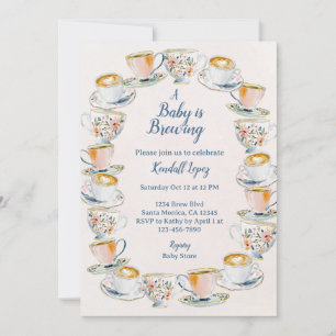 A baby Is brewing Coffee and Tea Baby Shower Invitation