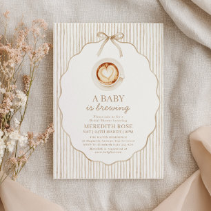 A Baby is Brewing Coffee Baby Shower Brown Stripe Invitation