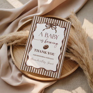 A Baby Is Brewing Coffee Baby Shower Favour Thank You Card