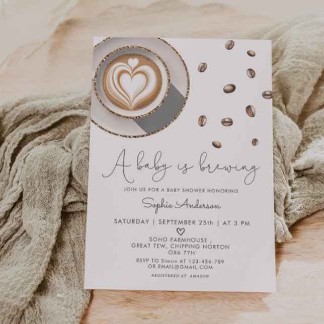 A Baby Is Brewing Coffee Baby Shower  Invitation (Creator Uploaded)