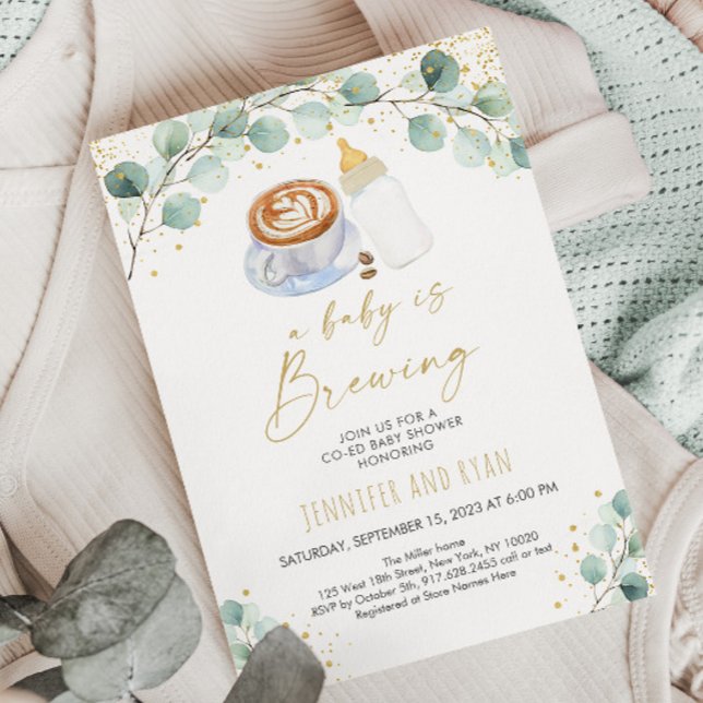 A Baby Is Brewing Coffee Baby Shower Invitation (Creator Uploaded)