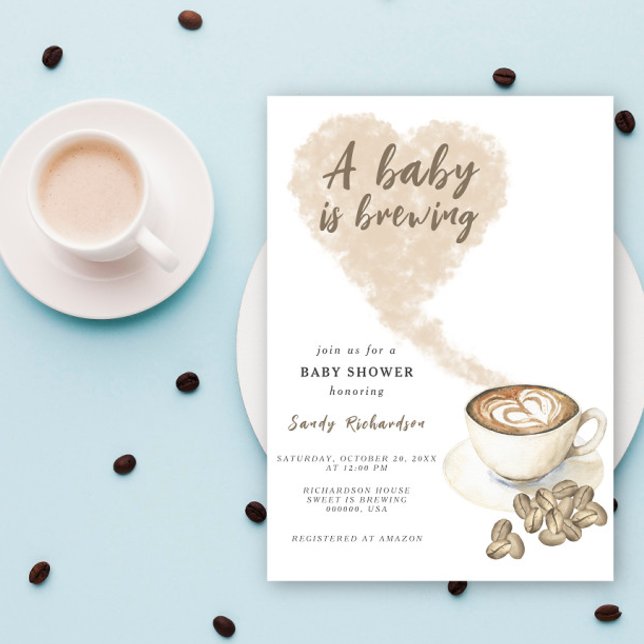 A Baby Is Brewing Coffee Baby Shower Invitation (Creator Uploaded)