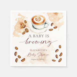 A Baby Is Brewing Coffee Baby Shower Latte Custom Napkin
