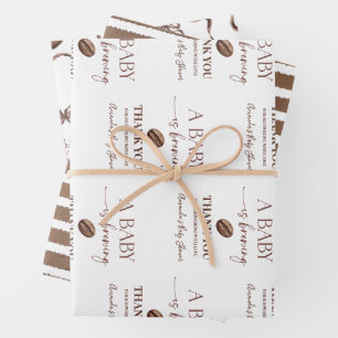 A Baby Is Brewing Coffee Baby Shower Party Wrapping Paper Sheet
