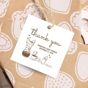 A Baby is Brewing Coffee Baby Shower Square Favour Tags