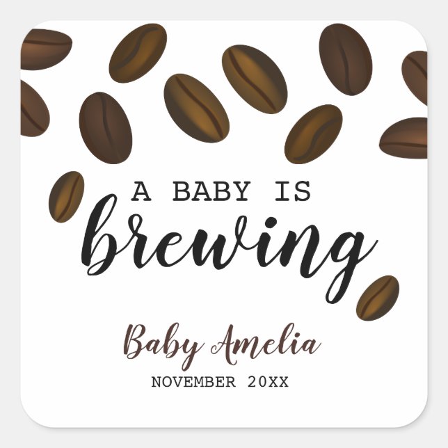 A Baby Is Brewing Coffee Baby Shower Square Sticker (Front)