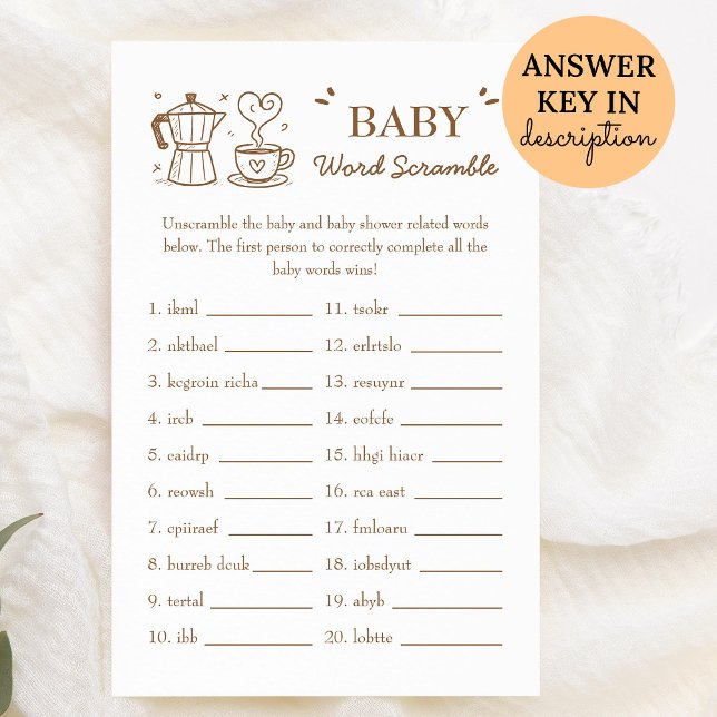 A Baby Is Brewing Coffee Baby Word Scramble Game (Creator Uploaded)