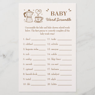 A Baby Is Brewing Coffee Baby Word Scramble Game
