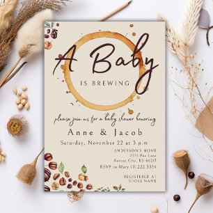A Baby Is Brewing Coffee Beans Baby Shower Invitation