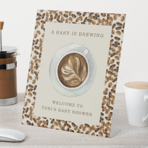 A Baby Is Brewing Coffee Beans Baby Shower Pedestal Sign