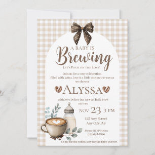 A Baby is Brewing Coffee Bow Baby Shower Invite