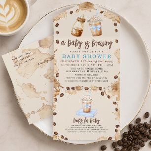 A Baby is Brewing Coffee Boy Baby Shower All In One Invitation