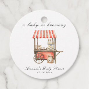 A Baby Is Brewing Coffee Cart Baby Shower Favour Tags