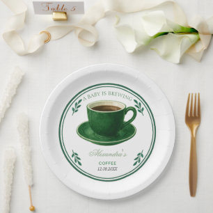 A Baby Is Brewing Coffee Cup Baby Shower Paper Plate