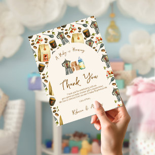 A Baby is Brewing Coffee Espresso  Baby Shower Thank You Card